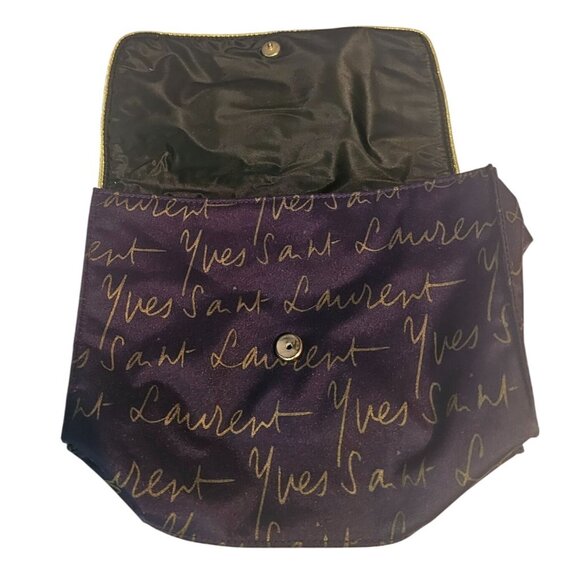 Yves Saint Laurent YSL Parfums Makeup Cosmetic Bag Toiletry Travel Pouch Purple - Picture 5 of 9
